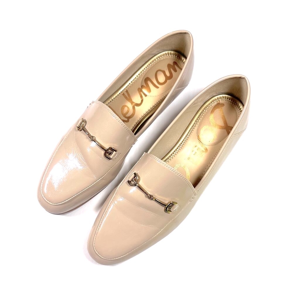 Sam Edelman Loraine Patent Leather Chai Latte Bit Classic Loafers Size 9.5 M